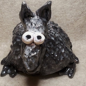 Funny  whimsical gray armadillo, handmade ceramic figurine