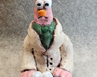 Muppet  figurine -beaker  handmade ceramic funny meditation