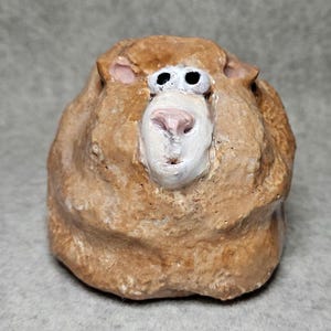 Funny thick wooly sheep, handmade ceramic figurine