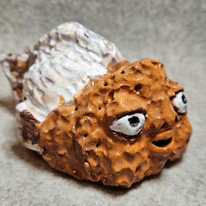Funny whimsical goldfish, handmade ceramic figurine