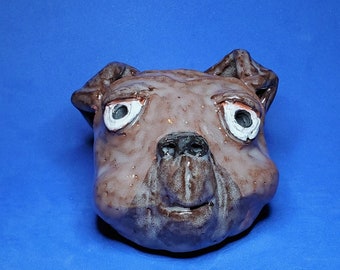 Dog Figurine-  handmade ceramic funny face