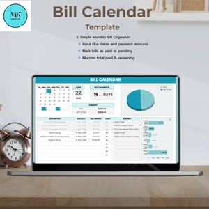 Bill Calendar Google Sheets Template | Monthly Bill Tracker & Budget Planner | Financial Organizer Spreadsheet