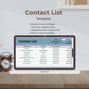 Contact List Google Sheets | Digital Address Book | Editable Contact Organizer | Printable Spreadsheet | Business or Personal Use