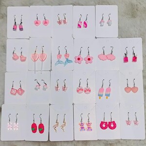 PINK EARRINGS | Handmade | Flowers | Teddy Bears | Pig | Mermaid | Flamingo | Dice | Gift | Marshmallow | Accessories | Unique | Jewellery