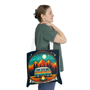 Home is Where You Park It Tote Bag- Camper van Boho shoulder Bag, Eco-Friendly Reusable Camping Gift, Vanlife Travel Shopper