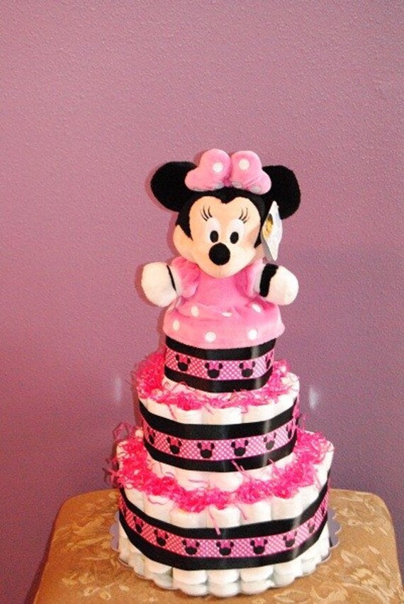 Items similar to Minnie Mouse Diaper Cake on Etsy