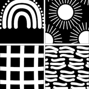 35 High Contrast Black & White Baby Visual Cards | Newborn Stimulation Images | Montessori Flashcards | Sensory Tummy Time Toy
