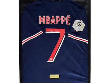 Paris Saint Germain Kylian Mbappe Jersey mit Rahmen, Kylian Mbappe Hemd mit Rahmen, Paris Saint Germain Jersey 21 x 29 Zoll