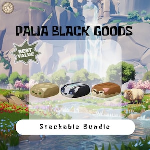 May include: Three stackable, plush animal-shaped pillows in shades of brown, black, and white. The image includes the text "PALIA BLACK GOODS" and "Stackable Bundle". A "BEST VALUE" badge is also visible in the image.