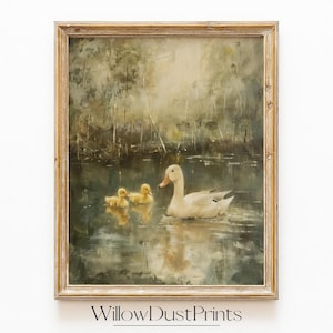Vintage Spring Ducks Art Print Wall Decor Cottagecore Oil Painting Style Wall Art Rustic Nursery Animal Decor Woodland Digital Download Gift