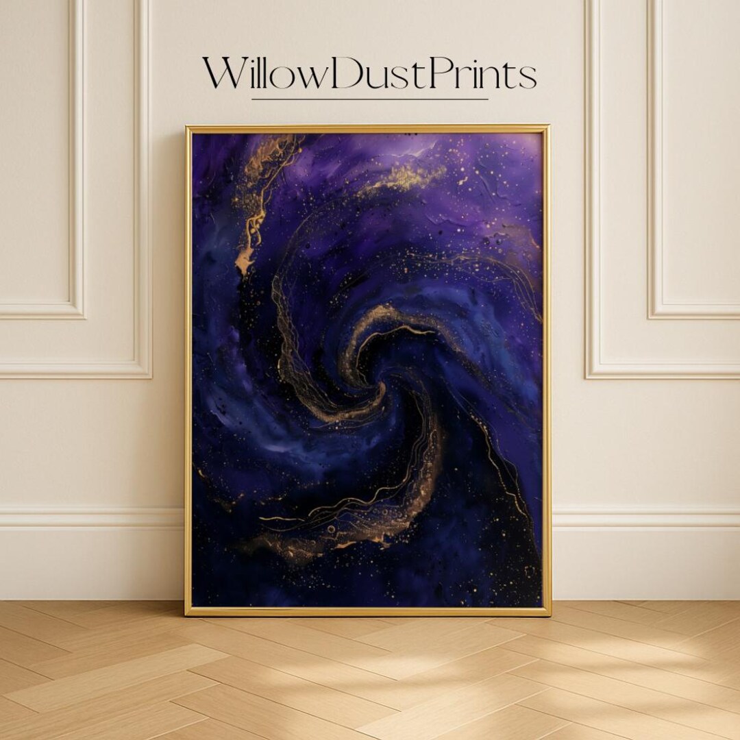 Nebula Wall Art Printable, Purple Cosmic Spiral Galaxy Digital Download ...