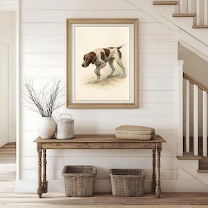 Dog Lovers Vertical Art, Pet Art Print, Rustic Home Decor, Animal Wall Art, Gift for Dog Owners, German Shorthair Pointer, Hunting Art Print