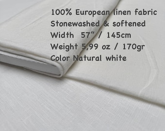 Softened European Linen Fabric: Stonewashed Flax, Garment Sewing - Oeko-Tex Certified