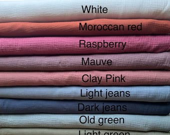 Soft  Muslin Fabric , Double Gauze Cotton by the Yard/Meter for Baby, Quilting, Crafts