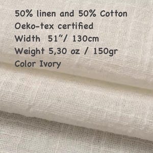 Leichter Leinen-Baumwollstoff, OEKO-TEX-zertifiziert, natürliche weiche Mischung zum Nähen und Basteln
