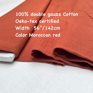 Soft Organic Muslin Fabric , Double Gauze Cotton by the Yard/Meter for Baby, Quilting, Crafts