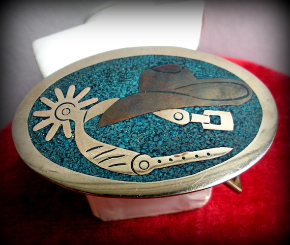 Spur and Cowboy Hat Mexican Buckle