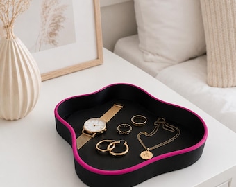 Modern jewelry tray with rounded edges | Organic storage tray | Jewelry organizer for rings, necklaces & watches | 3D printed