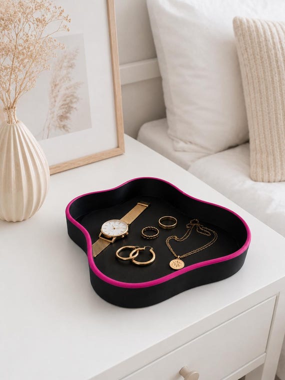 Modern jewelry tray with rounded edges | Organic storage tray | Jewelry organizer for rings, necklaces & watches | 3D printed