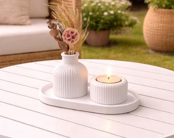 Decorative Set Tray Vase Candle Holder House from Raysin – Modern Minimalist Living Room – Gift Idea Housewarming Wedding