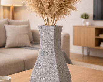 Textured Vase 18 cm - Modern Minimalist Scandinavian Decor for Pampas Grass - Living Room Design Vase - Housewarming Gift Idea - Wedding Gift - 3D Print
