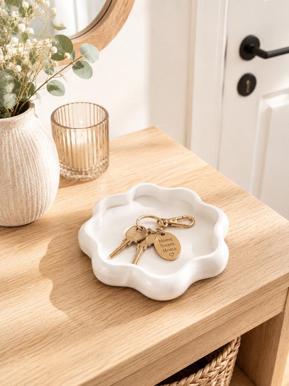 Organic key tray made of PLA – modern storage for hallway and dresser