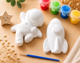 DIY Astronaut Rocket Painting Set for Kids – Creative Set with 4 Colors & Brushes – Gift for Children – Space Craft Kit – Fun Painting Activity