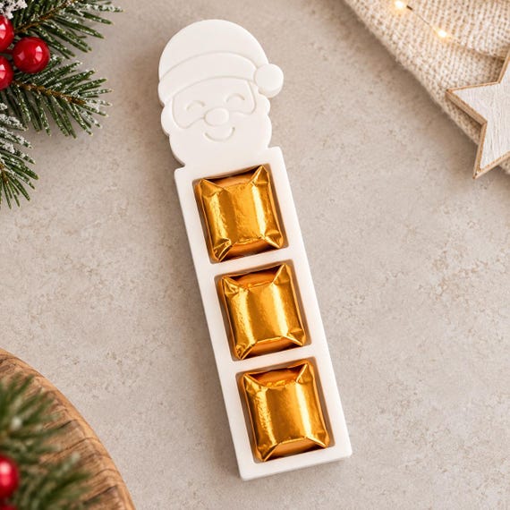 Christmas chocolate holder made of Raysin – Santa Claus or reindeer – 3 chocolate holders – Secret Santa gift