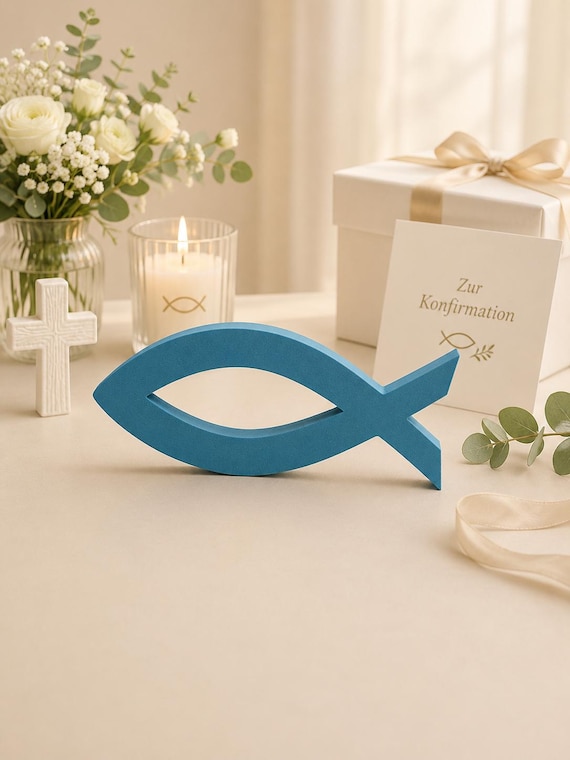 Christian Fish Ichthys 3D Print | Communion Decoration | Confirmation Gift | Baptism | Christian Decoration | Symbol of Faith | 8-20 cm