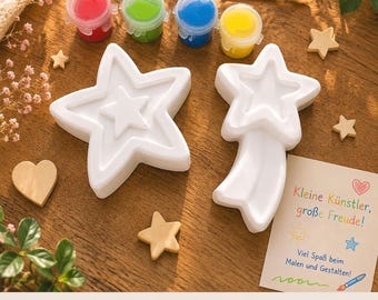 DIY Painting Set for Kids – Paint a Star Shooting Star | Creative Set with Paints & Brushes | Craft Set for Kids | Birthday Gift Idea | Handmade
