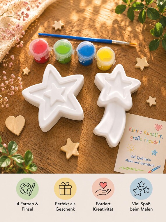 DIY Painting Set for Kids – Paint a Star Shooting Star | Creative Set with Paints & Brushes | Craft Set for Kids | Birthday Gift Idea | Handmade