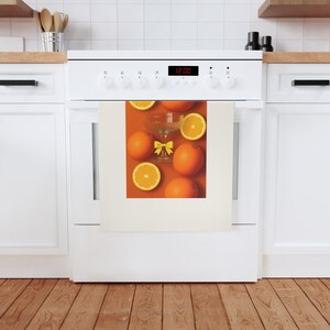 Orange Citrus Cocktail Themed Cotton Tea Towel, Bright Kitchen Decor, Kitchen Accessories, Summer Table Setting, Housewarming