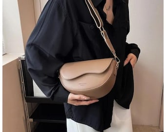 Bolso bandolera pequeño de piel sintética para mujer – Bolso de hombro – Bolso de viaje de color liso