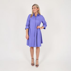 Agata Shirt Dress – Cotton Blend Button Down Dress for Women – Elegant Everyday Dress with Long Sleeves – Work or Casual Wear – Sizes XS–3XL