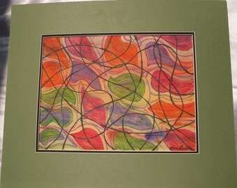 Amoebas, Purple, Green, Orange, Pink, Red, Black, Abstract Watercolor Painting--Synapse