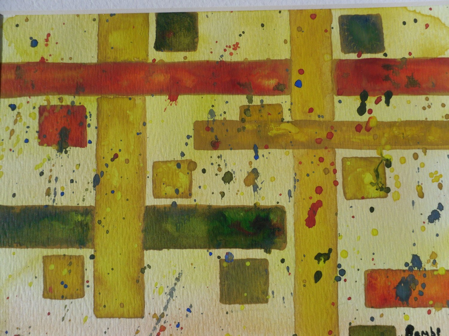 Yellow, Red and Green Squares and Rectangles--geometric Abstract ...