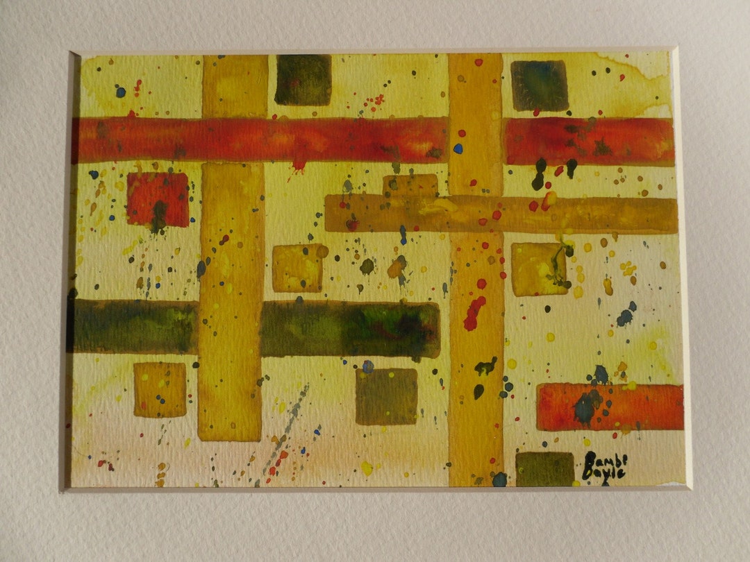 Yellow, Red and Green Squares and Rectangles--geometric Abstract ...