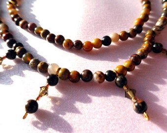 Collar de jaspe de madera de 2 hilos