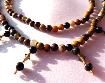 Beaded 2 Strand Wooden Jasper Necklace