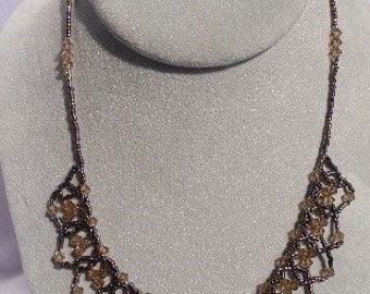 Beaded Tatting Crystal Lace Necklace