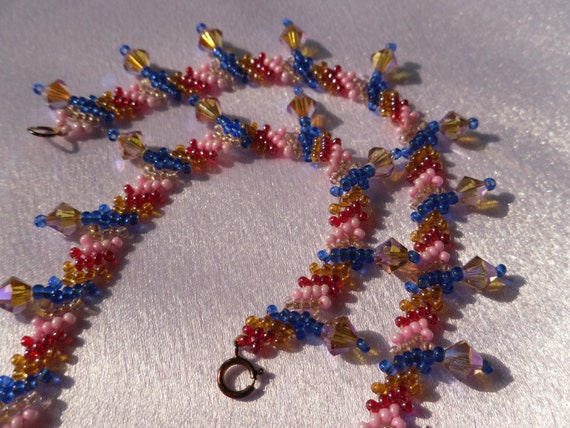beaded choker in sparkly pink or blue beaded fabric new beaded choker in sparkly pink or blue beaded fabric new