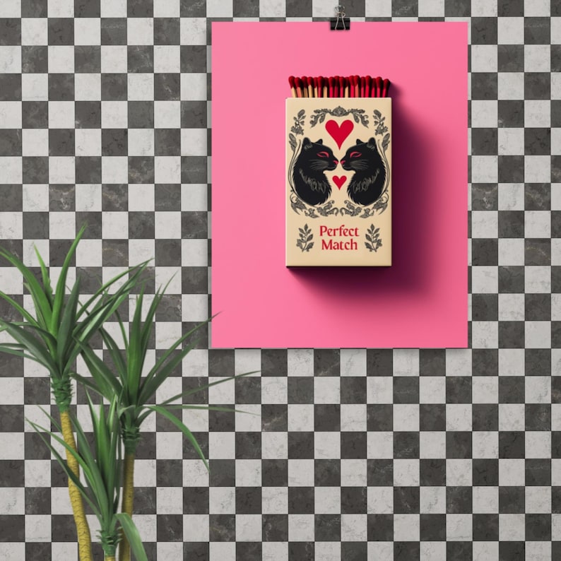 Perfect Match - Traditional Tattoo Flash Matchbox Black Cats