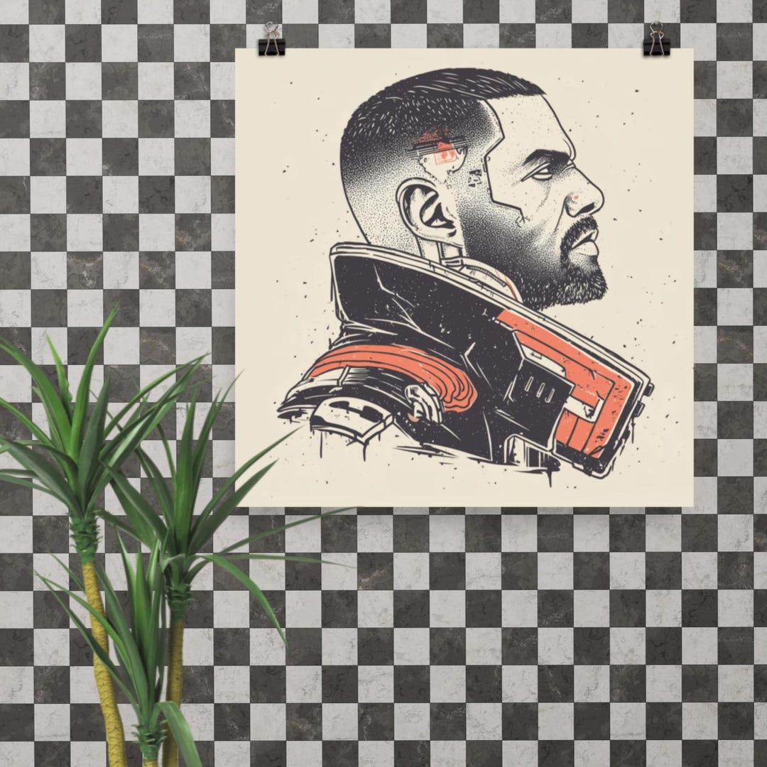 Solomon Reed Cyberpunk Poster – Tattoo Flash Print – AI Gamer Wall Art ...