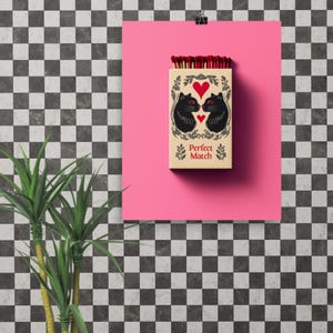 Perfect Match - Traditional Tattoo Flash Matchbox Black Cats