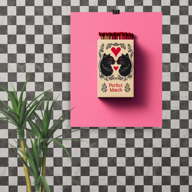 Perfect Match - Traditional Tattoo Flash Matchbox Black Cats