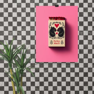 Perfect Match - Traditional Tattoo Flash Matchbox Black Cats