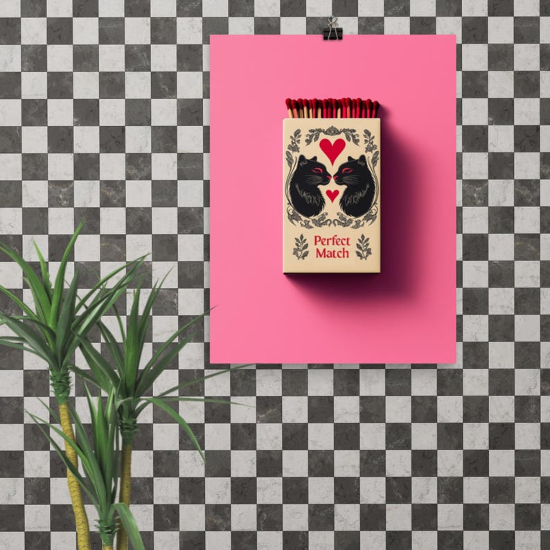 Perfect Match - Traditional Tattoo Flash Matchbox Black Cats