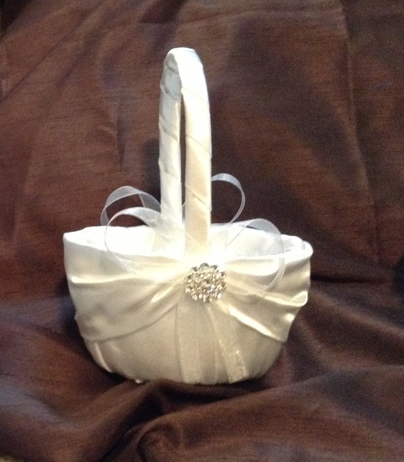 Wedding Flower Girl Basket Ivory or White Color Custom Made Etsy