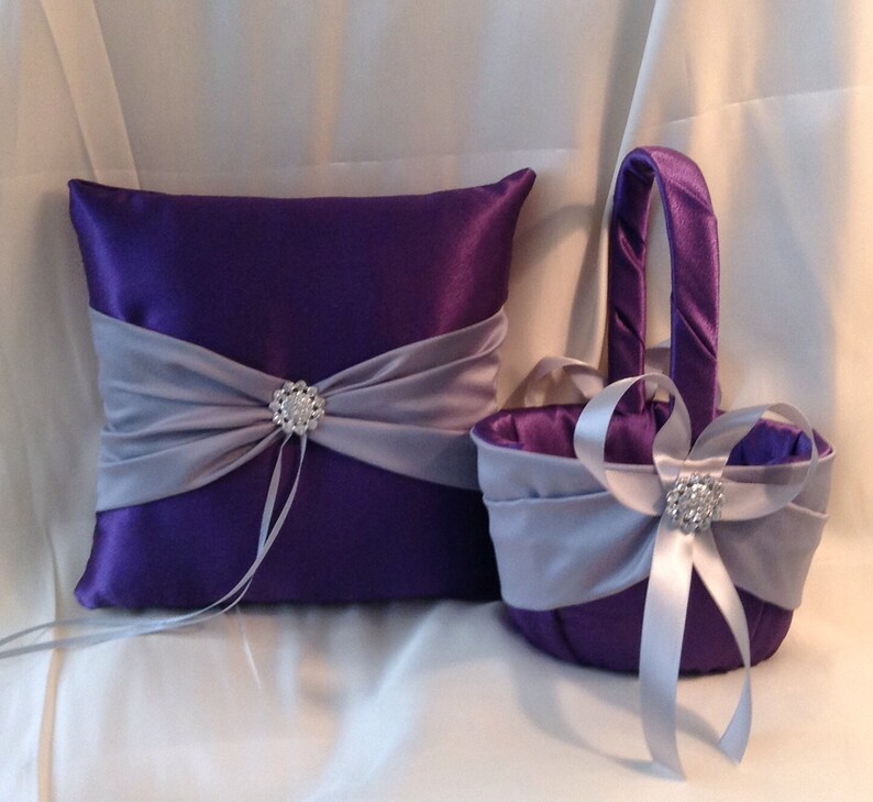 Flower girl baskets and ring bearer pllow eggplant purple and Etsy