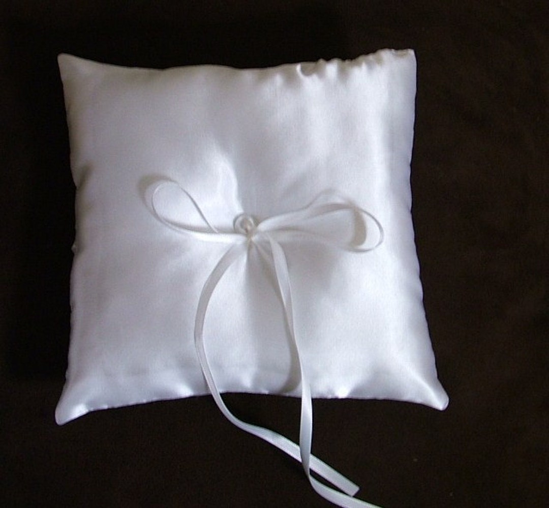 Custom Made White Satin Ring Bearer Pillow Etsy